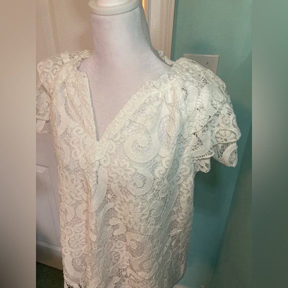 Elegant Lace Cream Top - Picture 8 of 16